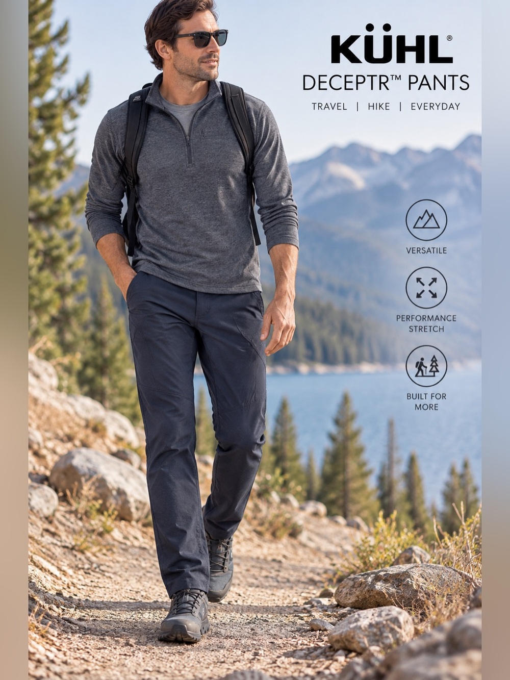 KÜHL Deceptr Pants Men’s 32x30 Raven Blue Stretch Travel Hiking Chino